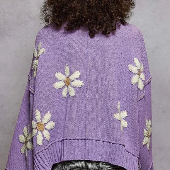 NWOT POL V-Neck Chenille Daisy Sweater - Picture 3 of 3